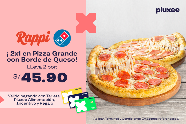  2X1 PIZZA GRANDE BORDE DE QUESO: LLEVA 2 POR: S/.45.90. 